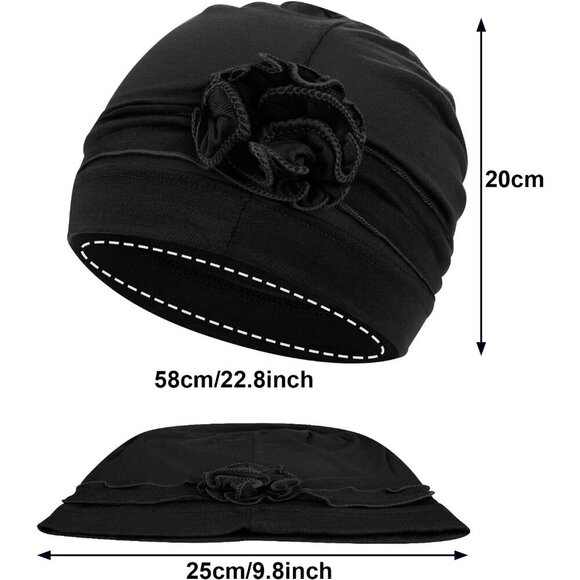 Chemo Headwear Turban Caps 4 Colors Cotton Elastic Hair Coverings for Women